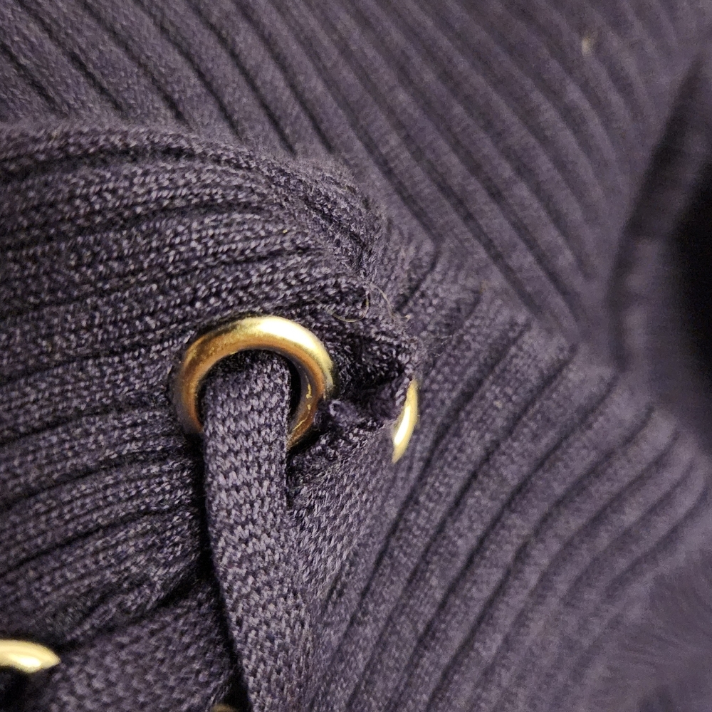 Hippie Rose Bellbottom Blue Ribbed Knit Mock Neck Top Size Small - Picture 9 of 9